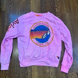 Aviator Nation Relaxed Crew Sweatshirt - Neon Pink